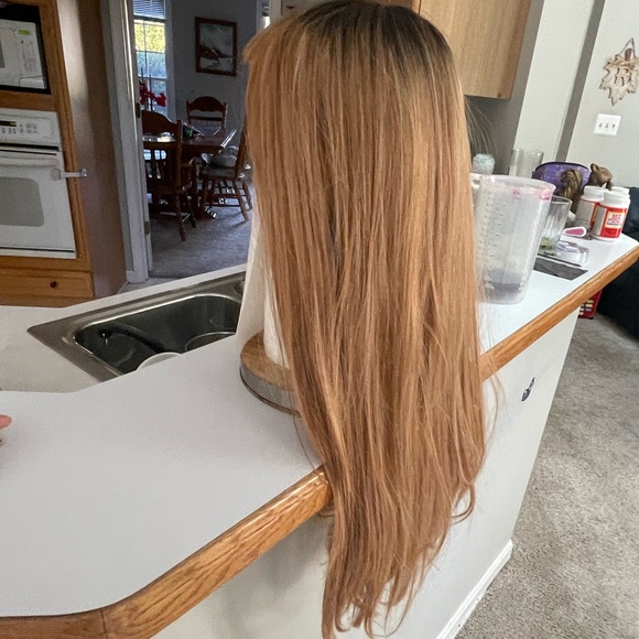 Long straight ombré wig with bangs 100% human hair BLEND must have ❤️ - Picture 14 of 15